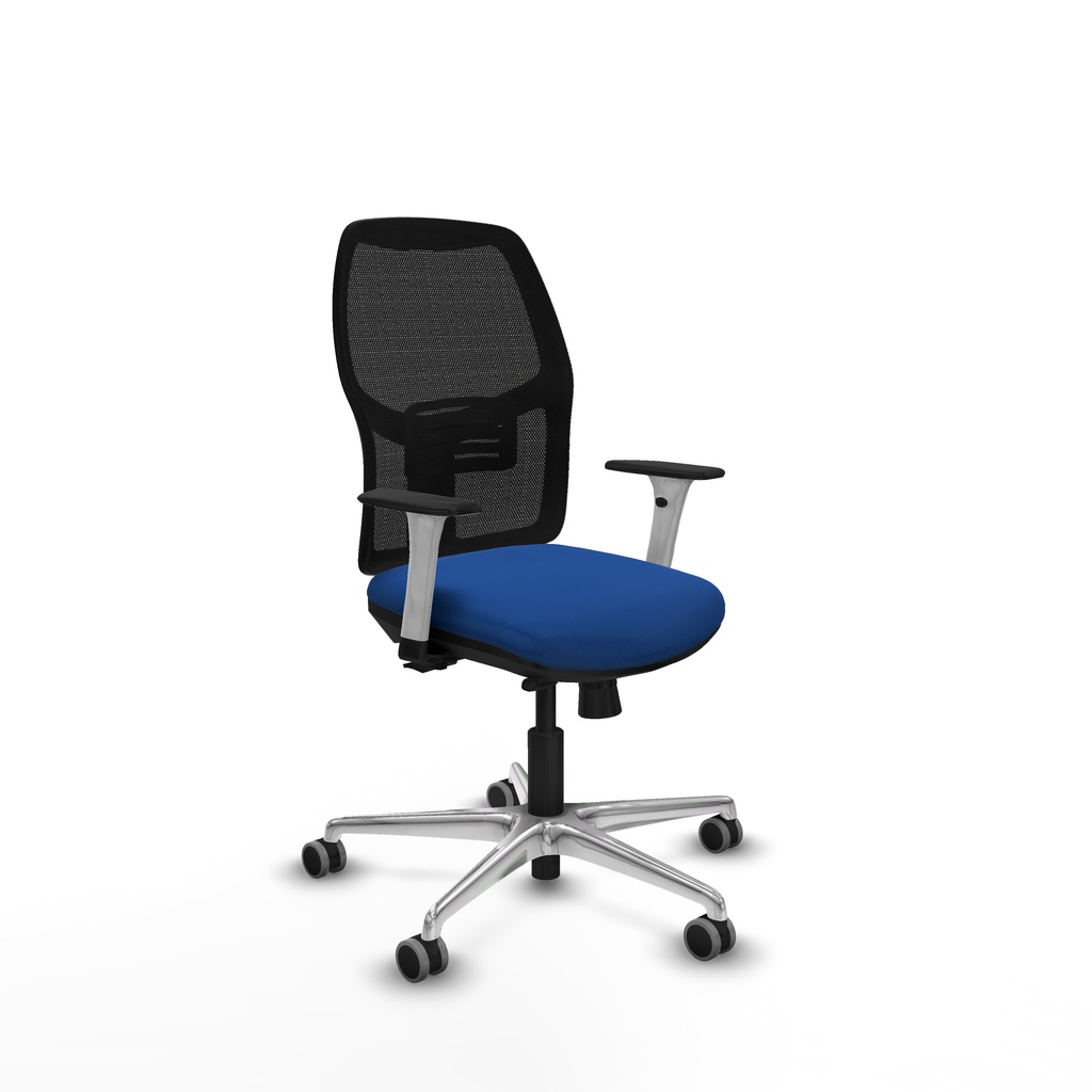 Alfera traslack malla negra similpiel azul brazos blancos base aluminio ruedas 65mm engomadas