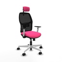 Alfera traslack malla negra similpiel rosa brazos blancos base blanca cabecero 2D ruedas 65mm nailon