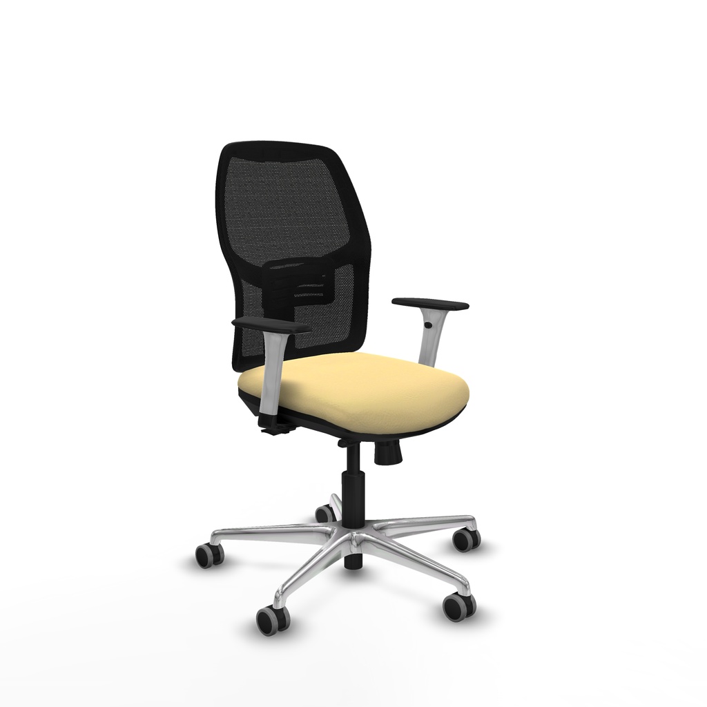 Alfera traslack malla negra similpiel crema brazos blancos base aluminio ruedas 65mm engomadas
