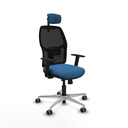 Alfera traslack malla negra similpiel azul claro brazos 1D base aluminio cabecero 2D ruedas 65mm engomadas