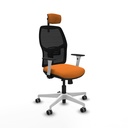 Alfera traslack malla negra similpiel naranja brazos blancos base blanca cabecero 2D ruedas 65mm engomadas