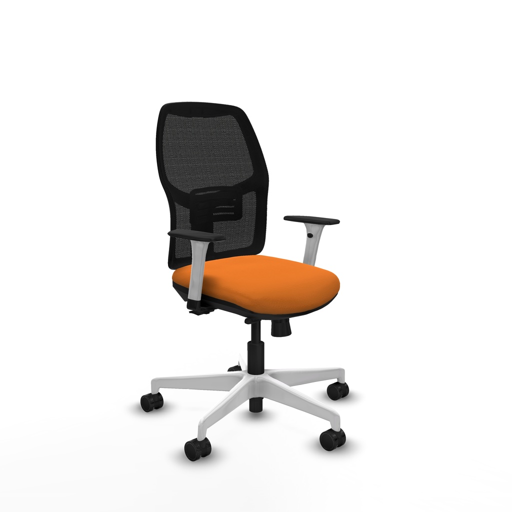 Alfera traslack malla negra similpiel naranja brazos blancos base blanca ruedas 65mm nailon