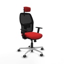 Alfera traslack malla negra similpiel rojo brazos 1D base aluminio cabecero 2D ruedas 65mm engomadas