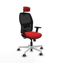 Alfera traslack malla negra similpiel rojo brazos 2D base blanca cabecero 2D ruedas 65mm engomadas