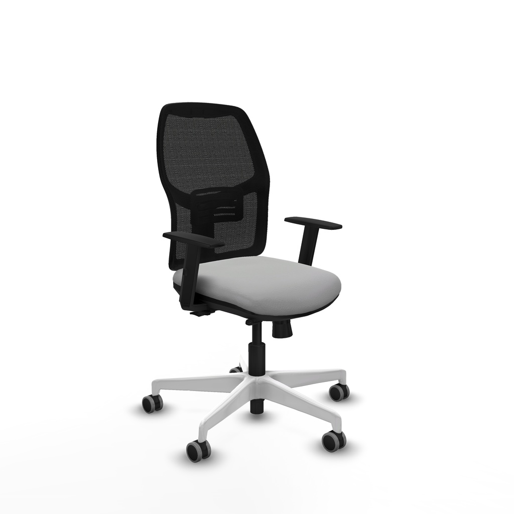 Alfera traslack malla negra similpiel gris claro brazos 1D base blanca ruedas 65mm engomadas