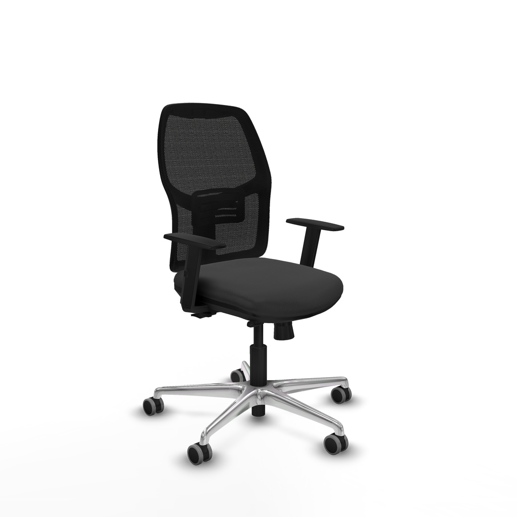 Alfera traslack malla negra similpiel gris oscuro brazos 1D base aluminio ruedas 65mm engomadas