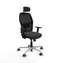 Alfera traslack malla negra similpiel gris oscuro brazos 1D base aluminio cabecero 2D ruedas 65mm engomadas
