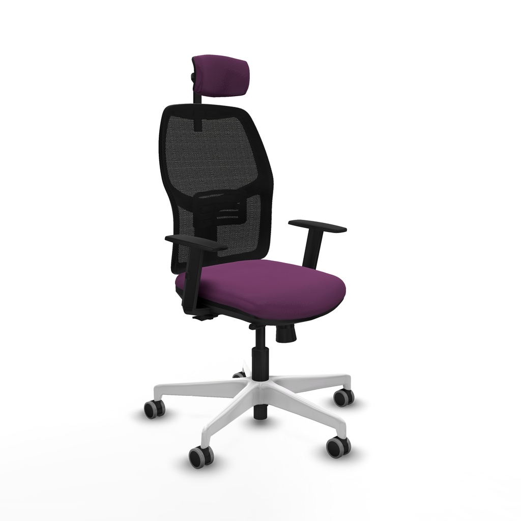 Alfera traslack malla negra similpiel morado brazos 1D base blanca cabecero 2D ruedas 65mm engomadas