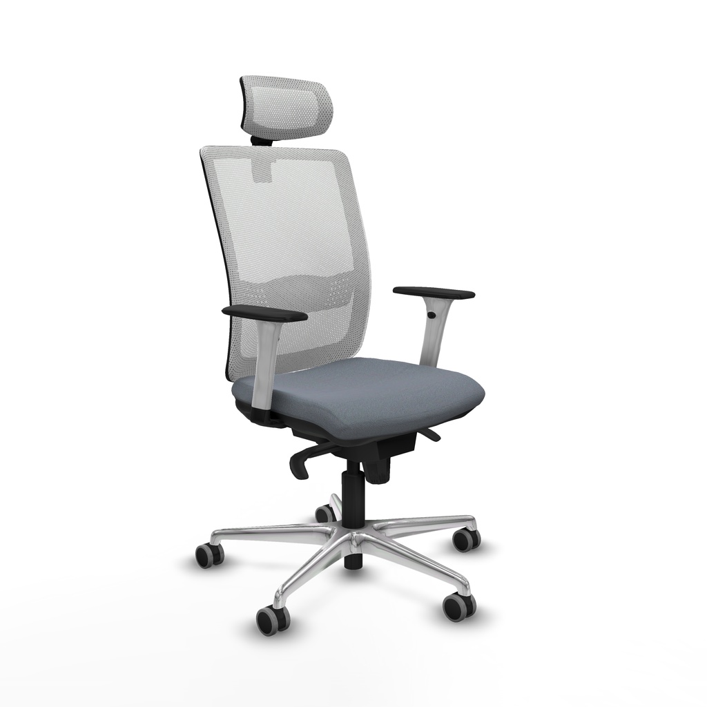 Haches sincro malla blanca bali gris brazos blancos base aluminio cabecero malla 2D ruedas 65mm engomadas