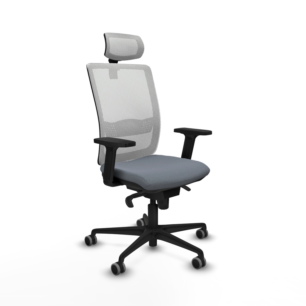 Haches sincro malla blanca bali gris brazos 2D base nailon cabecero malla 2D ruedas 65mm engomadas