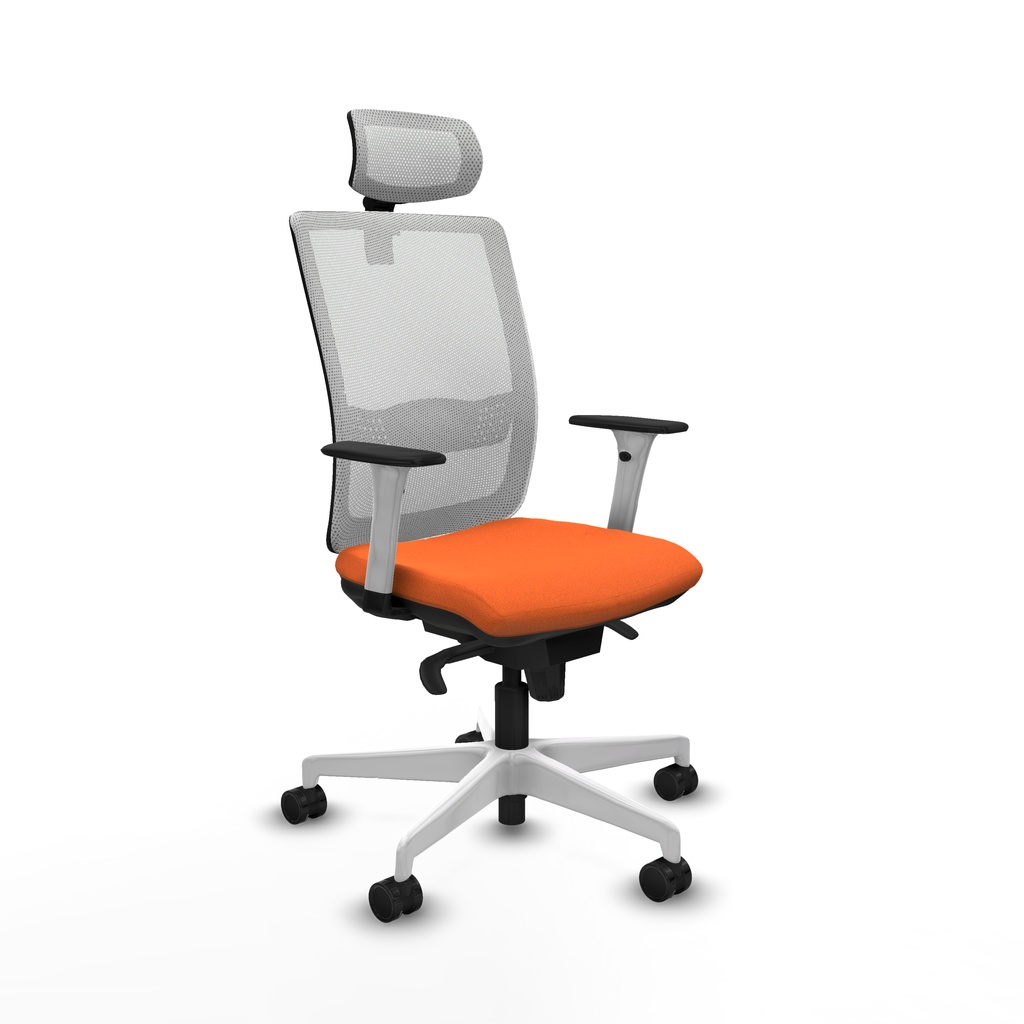 Haches sincro malla blanca bali naranja brazos blancos base blanca cabecero malla 2D ruedas 65mm nailon