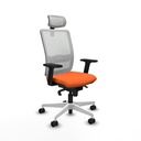 Haches sincro malla blanca bali naranja brazos 2D base blanca cabecero malla 2D ruedas 65mm nailon