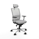 Haches sincro malla blanca bali gris claro brazos blancos base aluminio cabecero malla 2D ruedas 65mm nailon