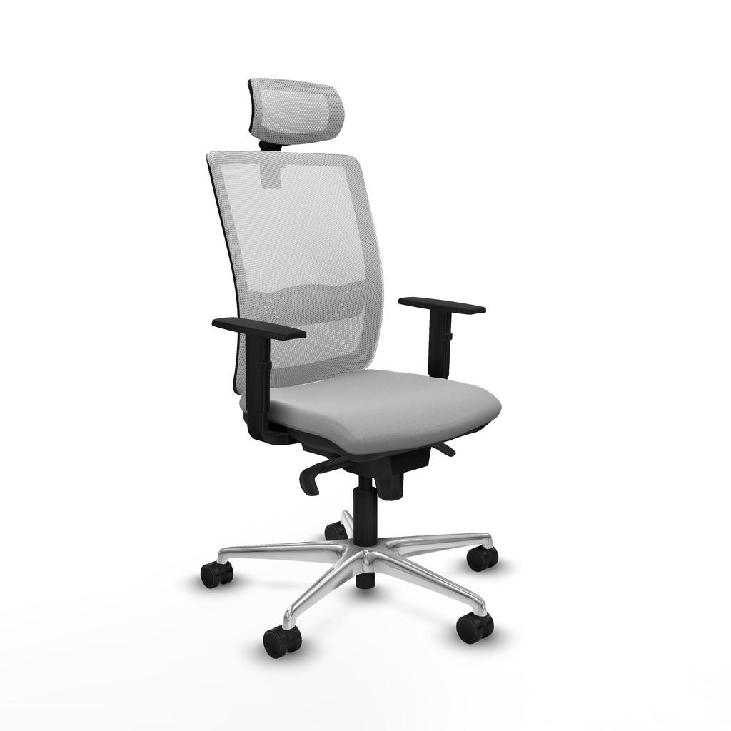 Haches sincro malla blanca bali gris claro brazos 1D base aluminio cabecero malla 2D ruedas 65mm nailon