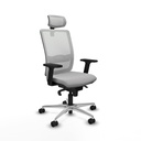 Haches sincro malla blanca bali gris claro brazos 2D base aluminio cabecero malla 2D ruedas 65mm nailon