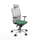 Haches sincro malla blanca bali verde esmeralda brazos blancos base aluminio cabecero malla 2D ruedas 65mm nailon