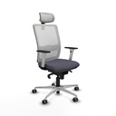 Haches sincro malla blanca bali gris oscuro brazos blancos base aluminio cabecero malla 2D ruedas 65mm engomadas