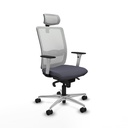 Haches sincro malla blanca bali gris oscuro brazos blancos base aluminio cabecero malla 2D ruedas 65mm nailon