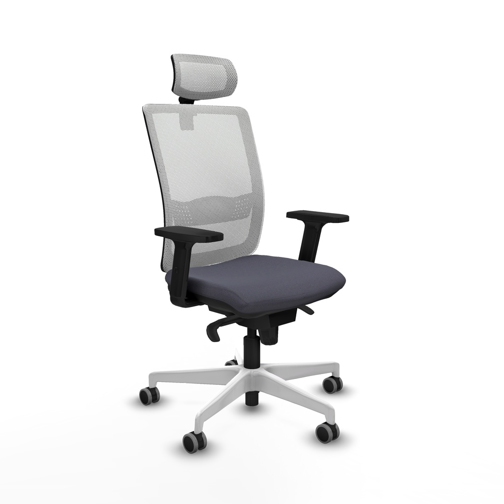 Haches sincro malla blanca bali gris oscuro brazos 2D base blanca cabecero malla 2D ruedas 65mm engomadas