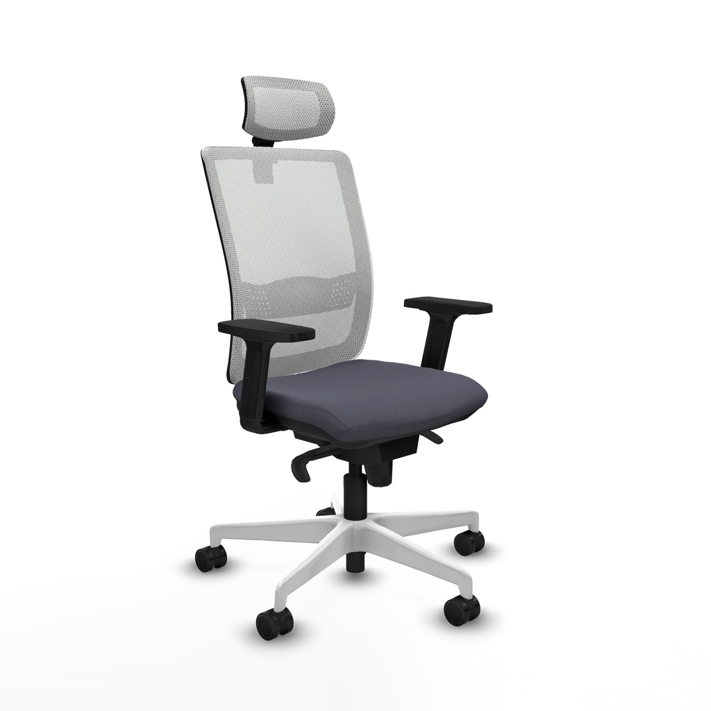 Haches sincro malla blanca bali gris oscuro brazos 2D base blanca cabecero malla 2D ruedas 65mm nailon