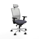 Haches sincro malla blanca bali gris oscuro brazos 2D base blanca cabecero malla 2D ruedas 65mm nailon