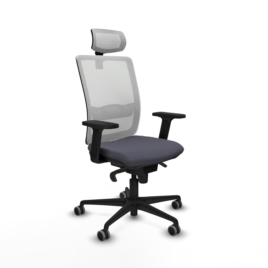 Haches sincro malla blanca bali gris oscuro brazos 2D base nailon cabecero malla 2D ruedas 65mm engomadas