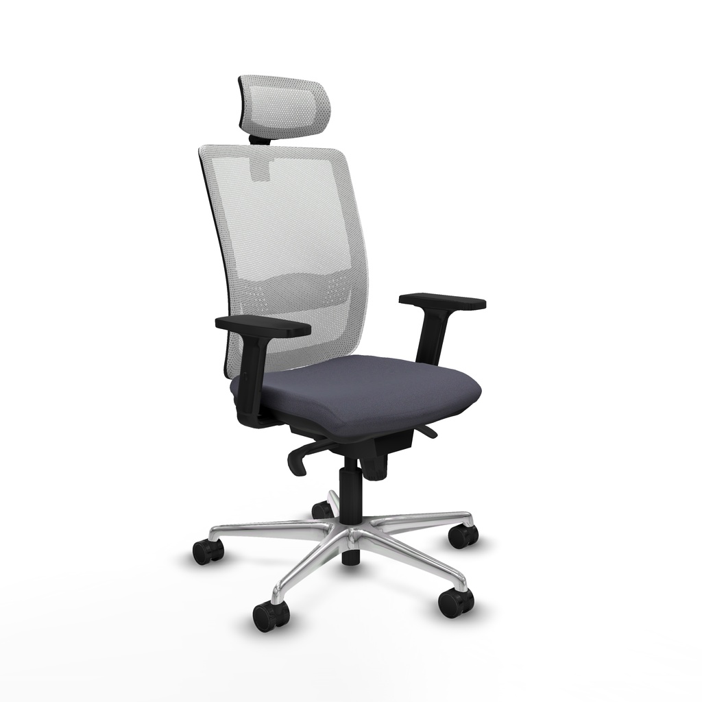 Haches sincro malla blanca bali gris oscuro brazos 2D base aluminio cabecero malla 2D ruedas 65mm nailon