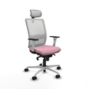 Haches sincro malla blanca bali rosa brazos blancos base aluminio cabecero malla 2D ruedas 65mm nailon
