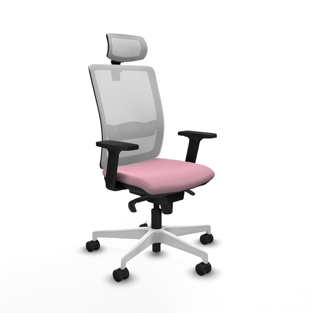 Haches sincro malla blanca bali rosa brazos 2D base blanca cabecero malla 2D ruedas 65mm nailon