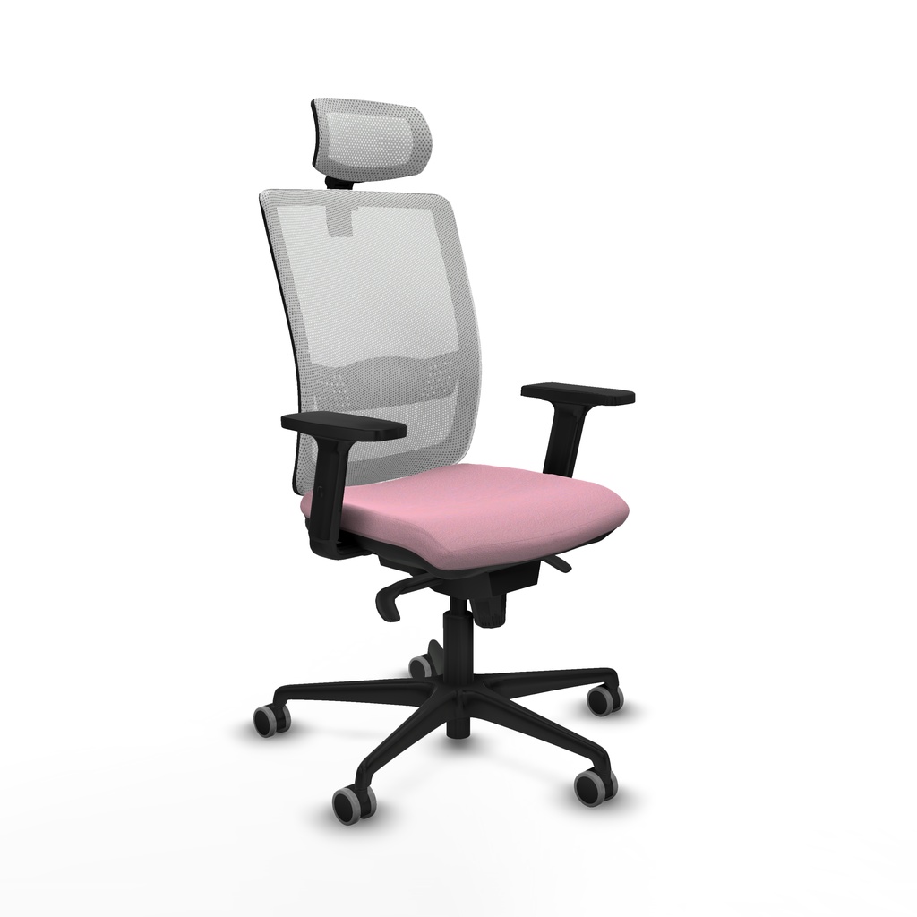 Haches sincro malla blanca bali rosa brazos 2D base nailon cabecero malla 2D ruedas 65mm engomadas