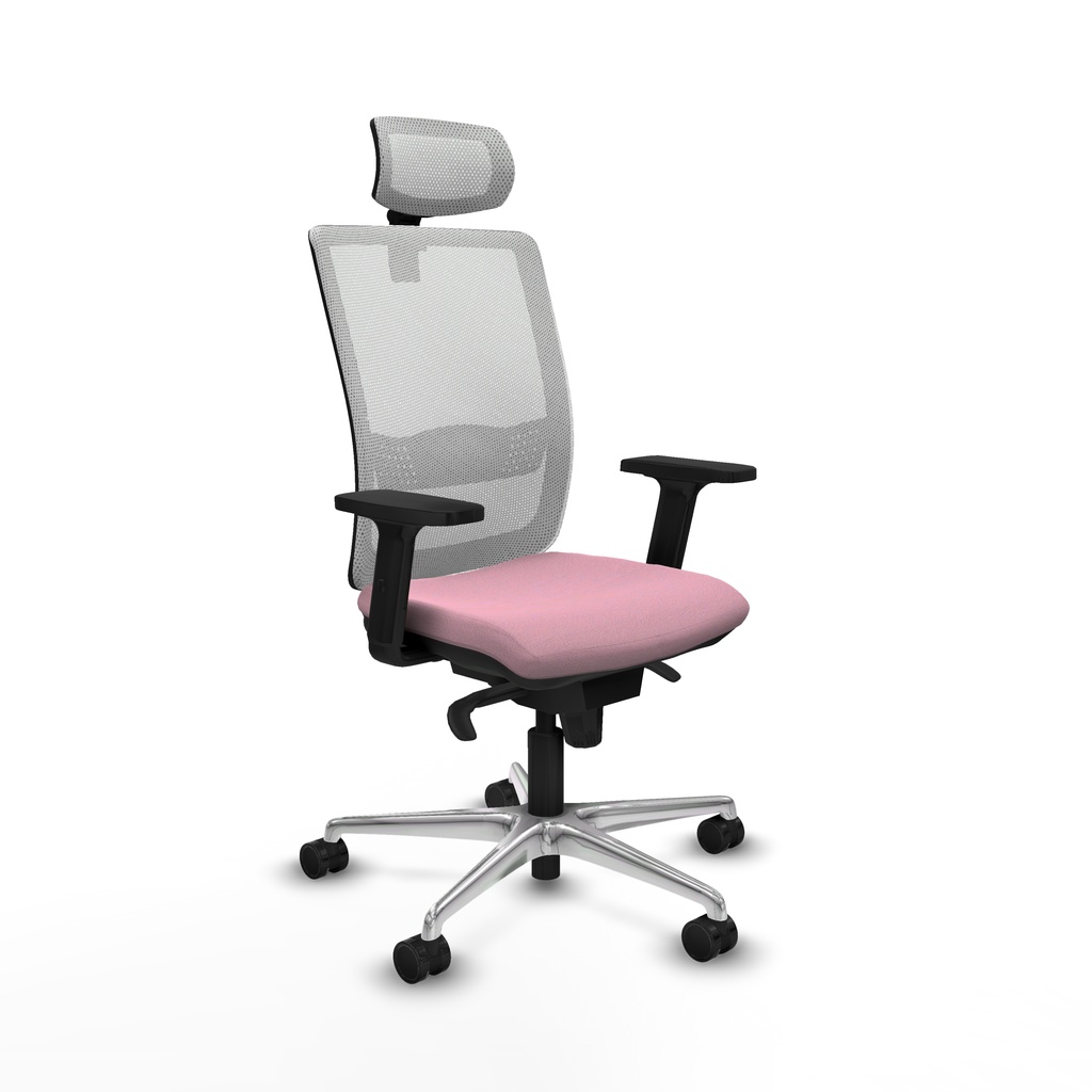 Haches sincro malla blanca bali rosa brazos 2D base aluminio cabecero malla 2D ruedas 65mm nailon