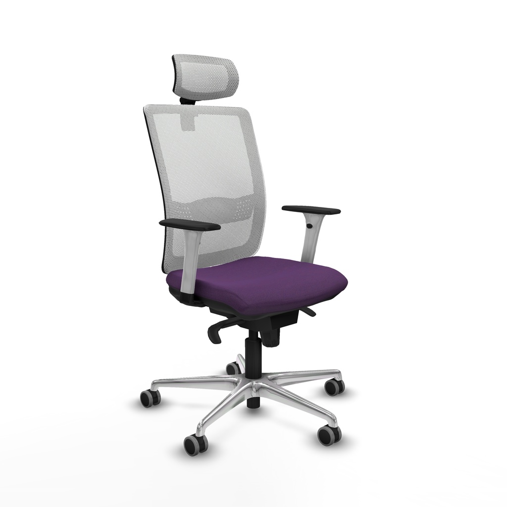 Haches sincro malla blanca bali morado brazos blancos base aluminio cabecero malla 2D ruedas 65mm engomadas