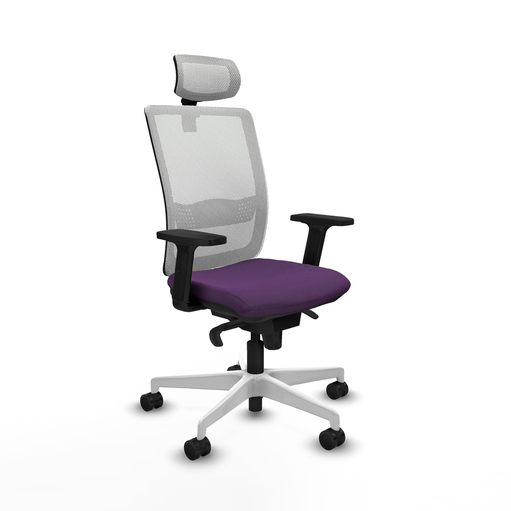 Haches sincro malla blanca bali morado brazos 2D base blanca cabecero malla 2D ruedas 65mm nailon