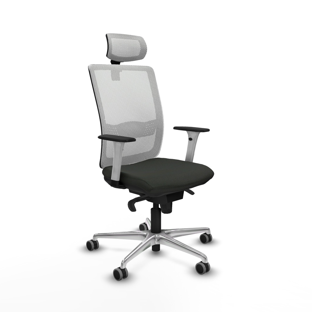 Haches sincro malla blanca bali negro brazos blancos base aluminio cabecero malla 2D ruedas 65mm engomadas