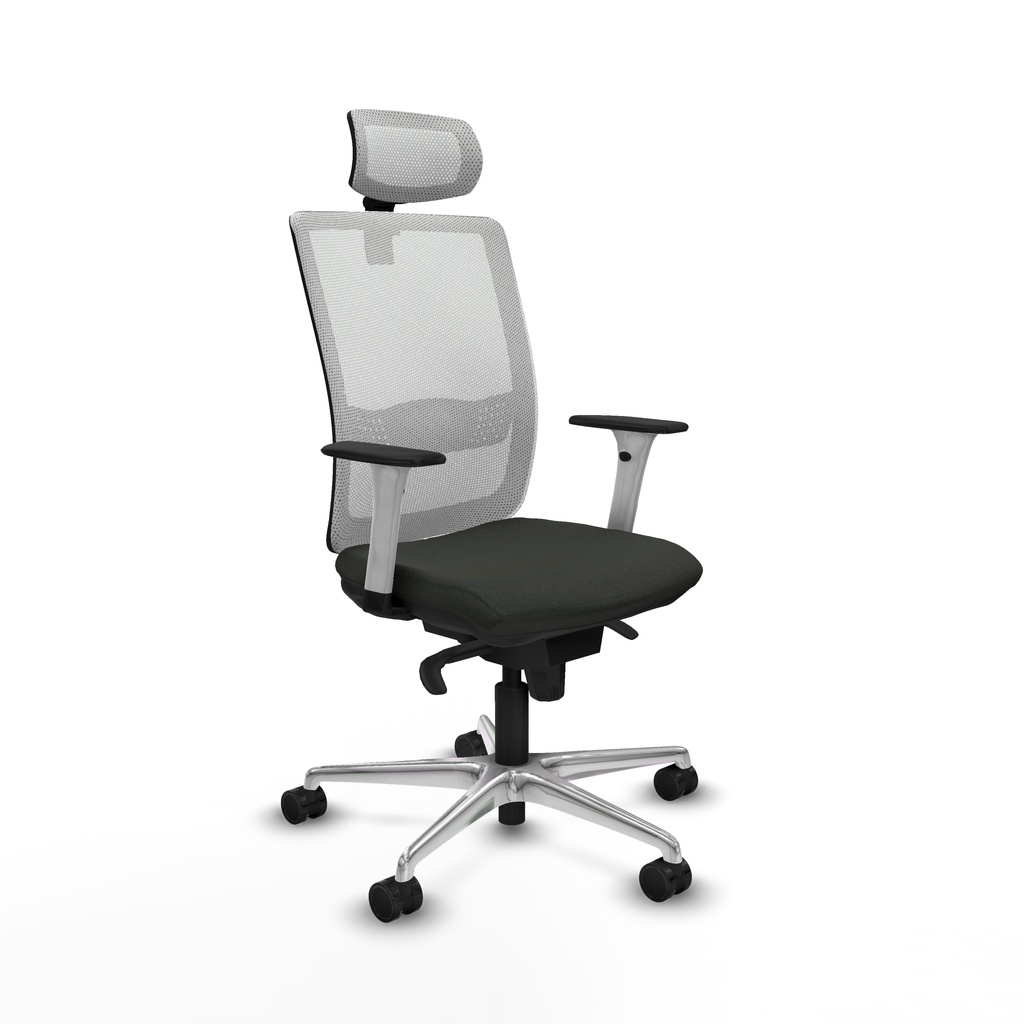 Haches sincro malla blanca bali negro brazos blancos base aluminio cabecero malla 2D ruedas 65mm nailon