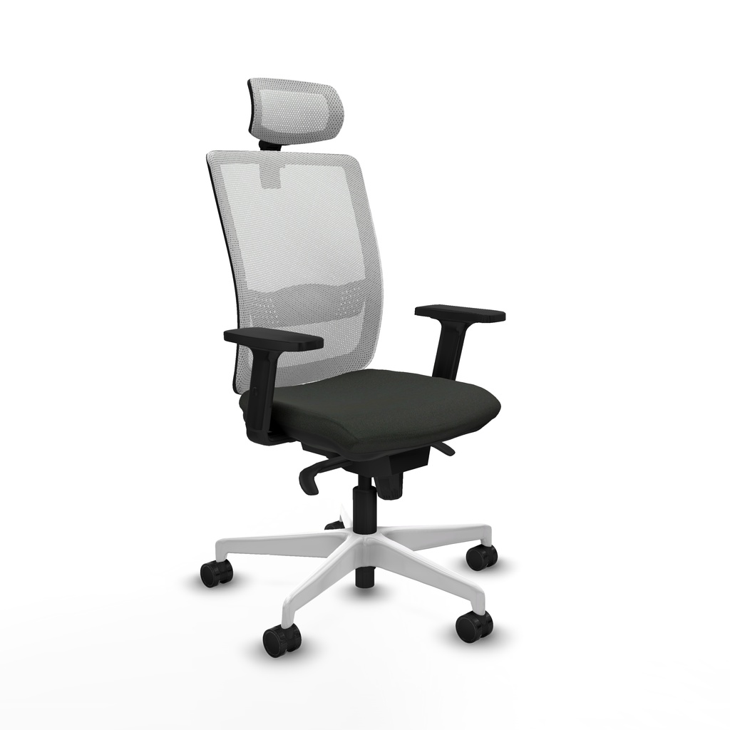 Haches sincro malla blanca bali negro brazos 2D base blanca cabecero malla 2D ruedas 65mm nailon