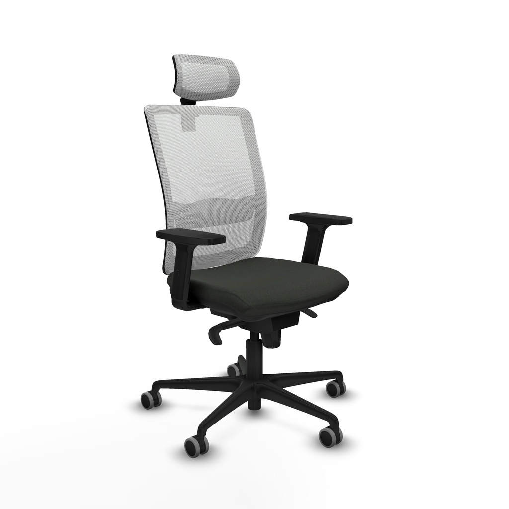 Haches sincro malla blanca bali negro brazos 2D base nailon cabecero malla 2D ruedas 65mm engomadas