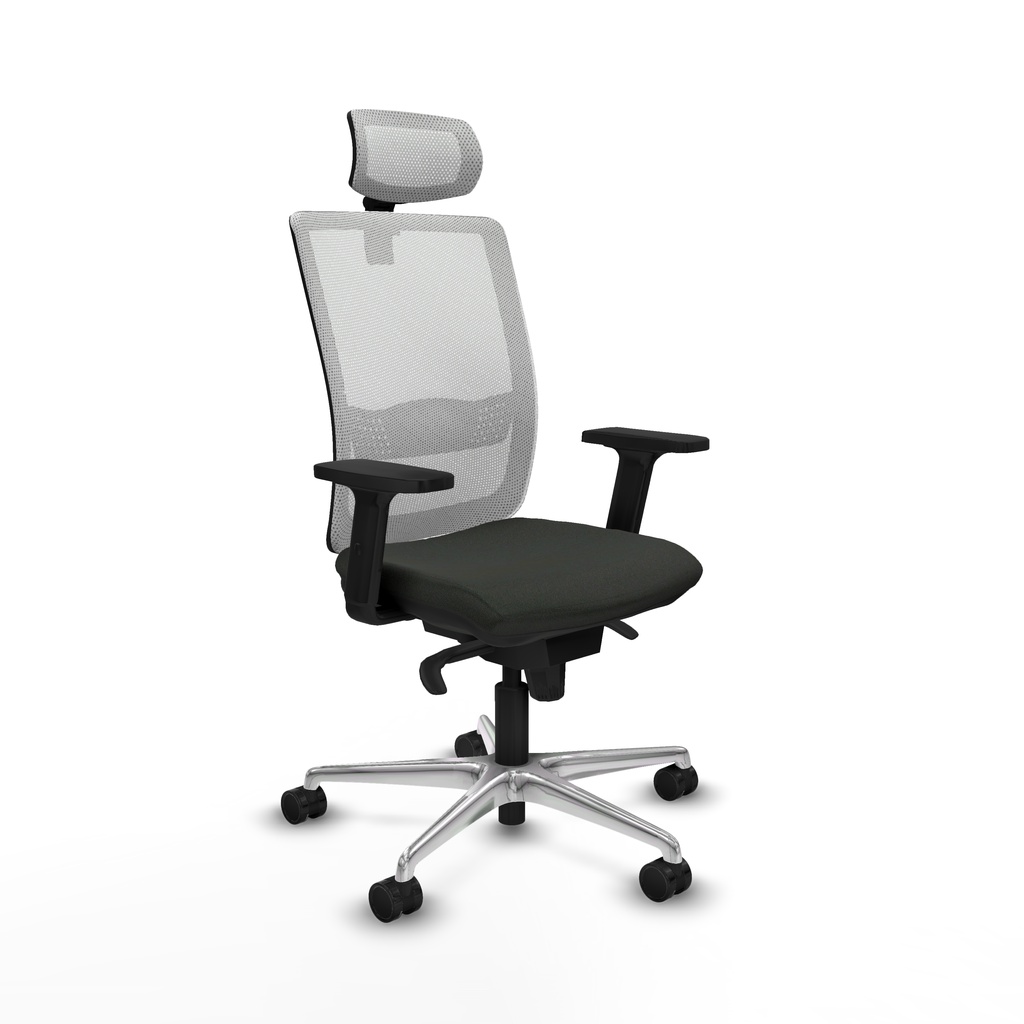 Haches sincro malla blanca bali negro brazos 2D base aluminio cabecero malla 2D ruedas 65mm nailon