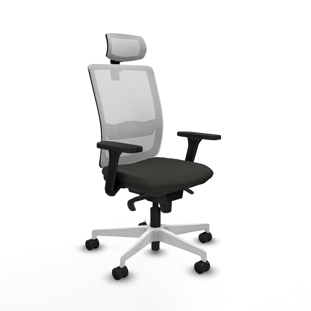 Haches sincro malla blanca bali negro brazos 3D base blanca cabecero malla 2D ruedas 65mm nailon