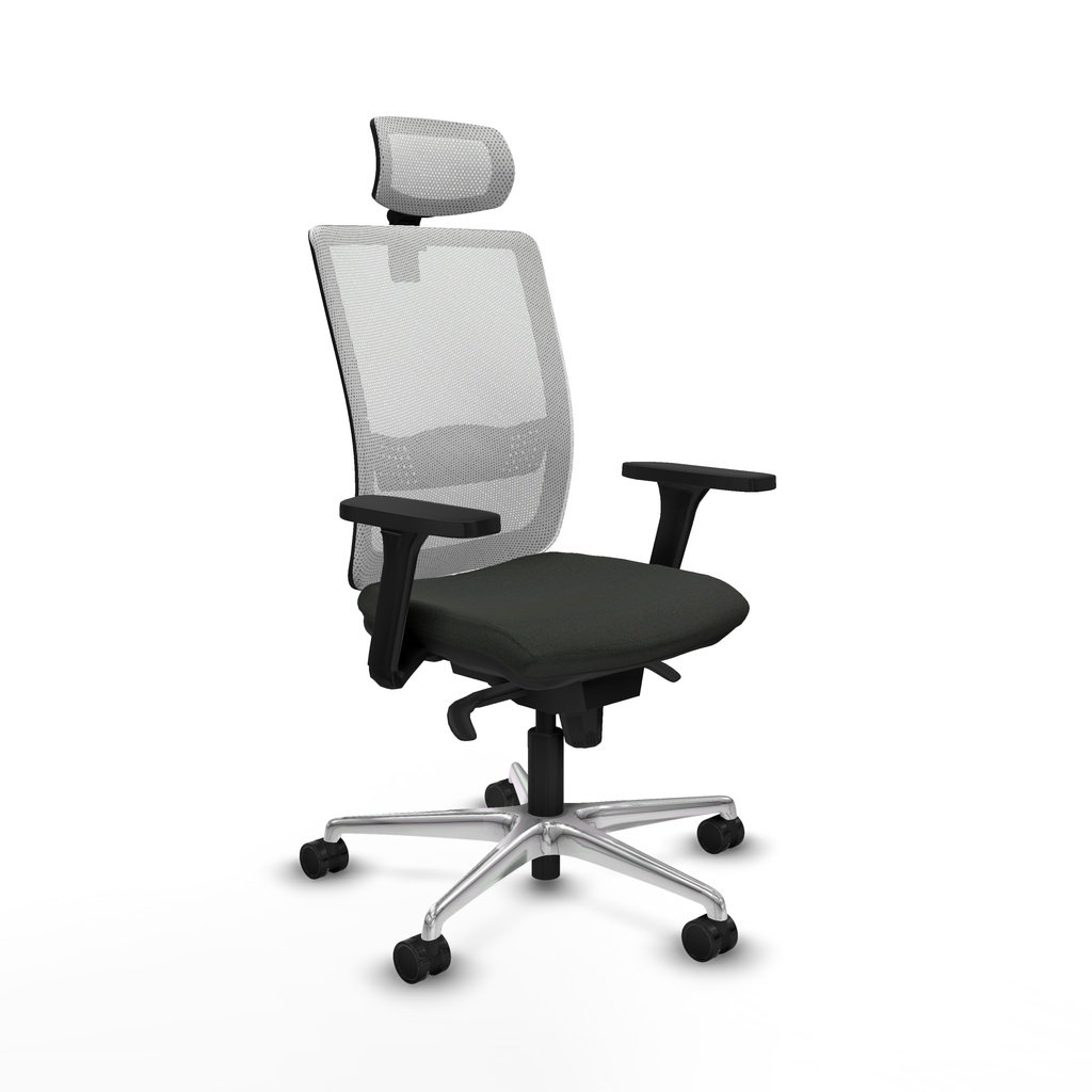 Haches sincro malla blanca bali negro brazos 3D base aluminio cabecero malla 2D ruedas 65mm nailon