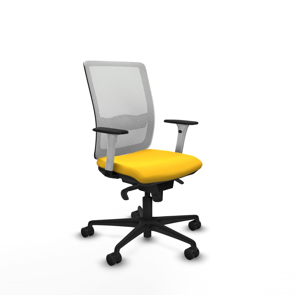 Haches sincro malla blanca similpiel amarillo brazos blancos base nailon ruedas 65mm nailon