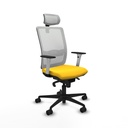 Haches sincro malla blanca similpiel amarillo brazos blancos base nailon cabecero malla 2D ruedas 65mm nailon