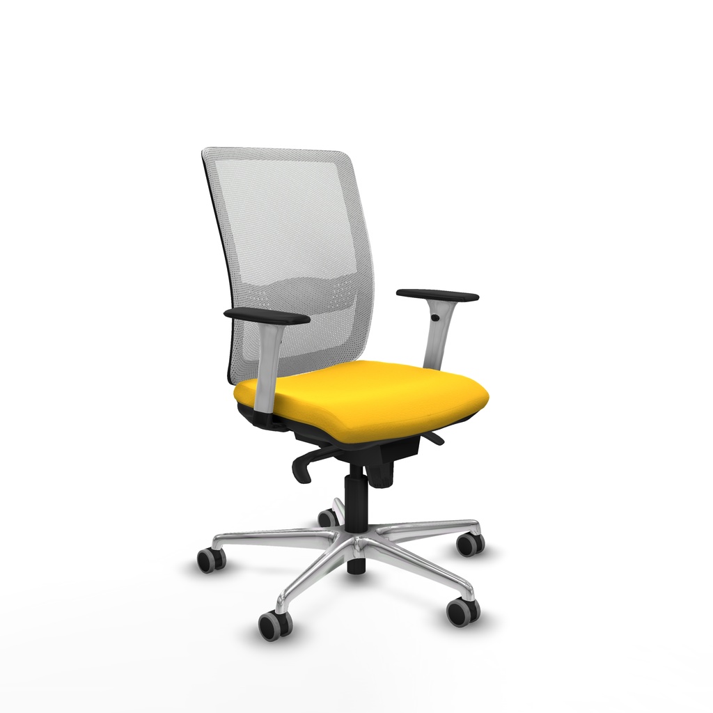 Haches sincro malla blanca similpiel amarillo brazos blancos base aluminio ruedas 65mm engomadas