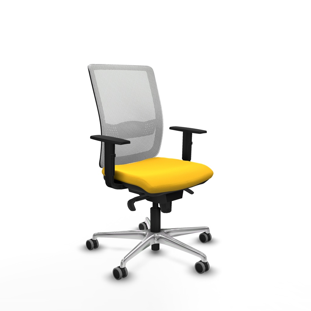Haches sincro malla blanca similpiel amarillo brazos 1D base aluminio ruedas 65mm engomadas