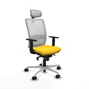 Haches sincro malla blanca similpiel amarillo brazos 1D base aluminio cabecero malla 2D ruedas 65mm nailon