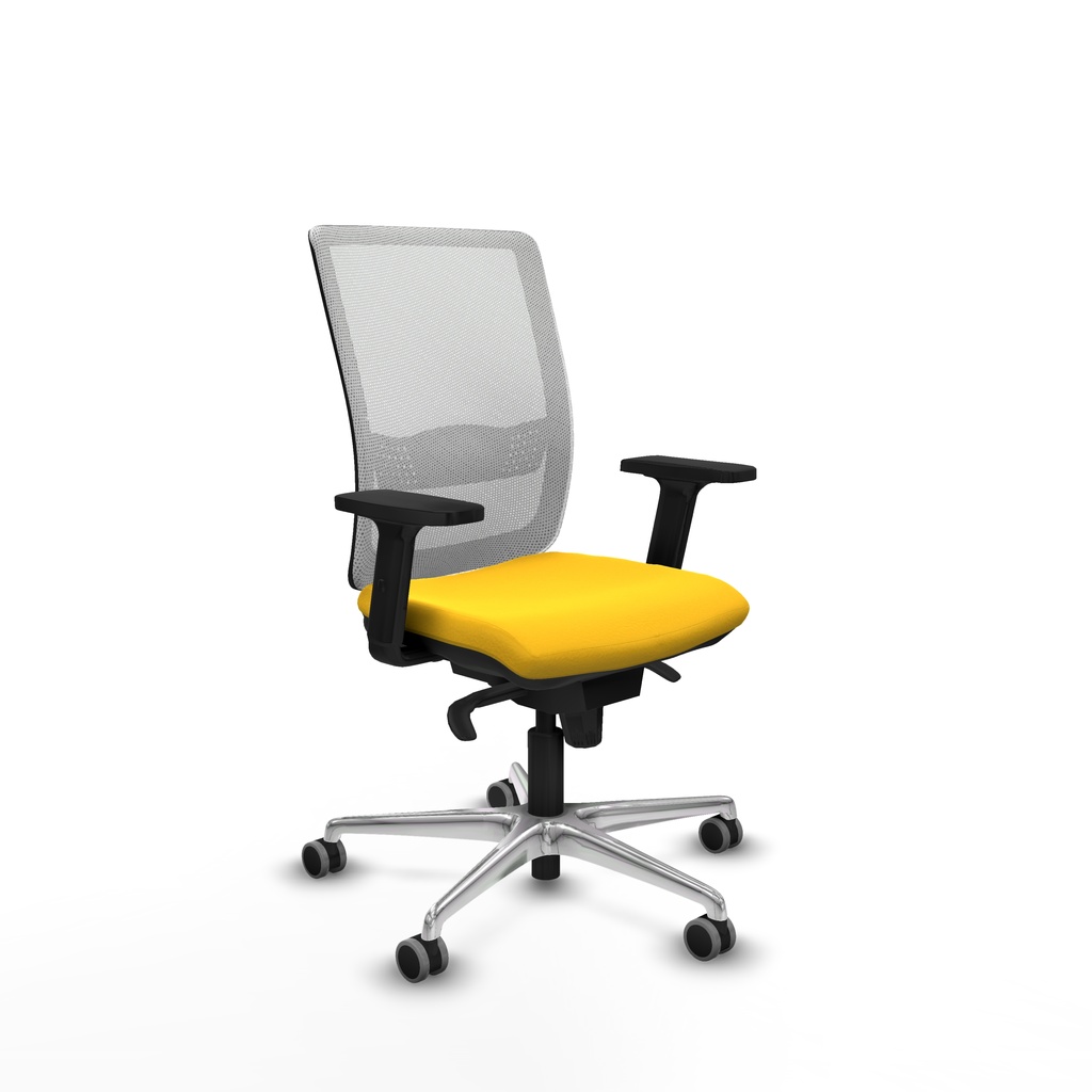 Haches sincro malla blanca similpiel amarillo brazos 2D base aluminio ruedas 65mm engomadas