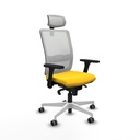 Haches sincro malla blanca similpiel amarillo brazos 3D base blanca cabecero malla 2D ruedas 65mm engomadas