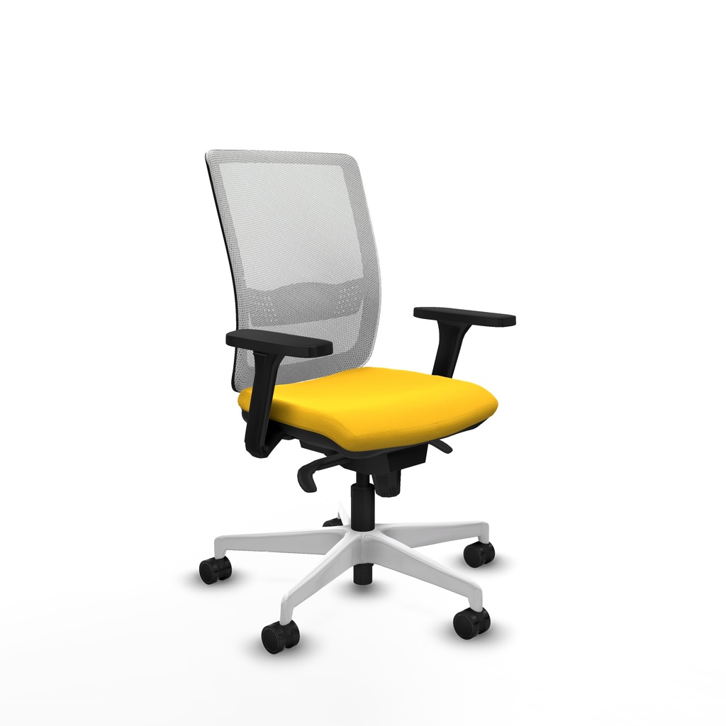 Haches sincro malla blanca similpiel amarillo brazos 3D base blanca ruedas 65mm nailon