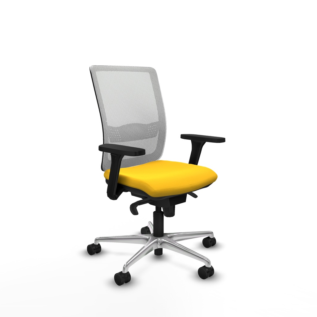 Haches sincro malla blanca similpiel amarillo brazos 3D base aluminio ruedas 65mm nailon