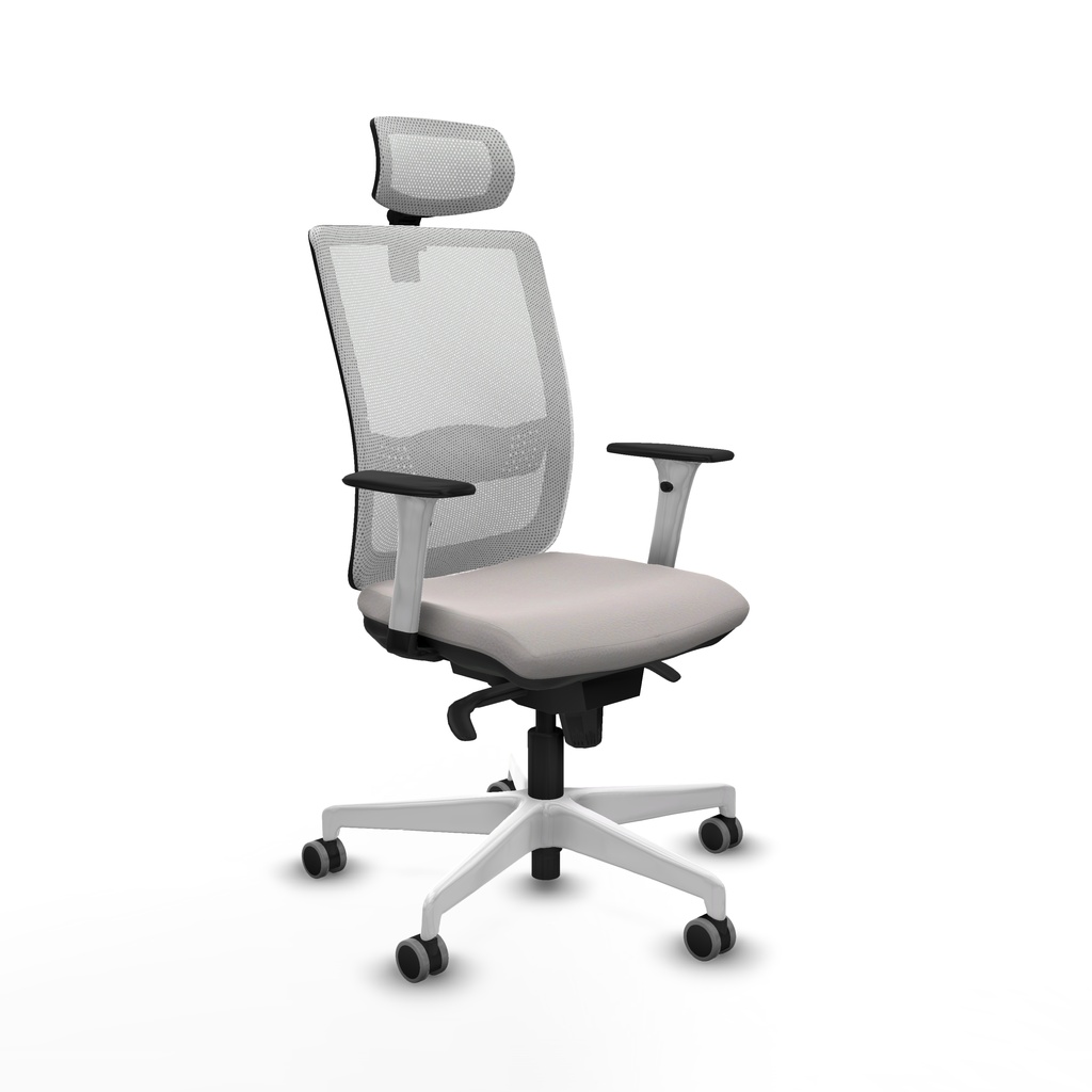 Haches sincro malla blanca similpiel blanco brazos blancos base blanca cabecero malla 2D ruedas 65mm engomadas